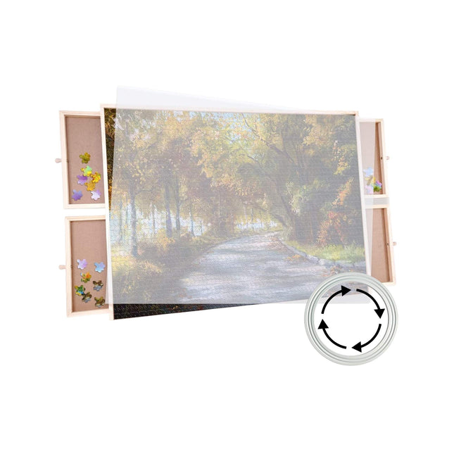 Social Hike Puzzle Board 1000 pcs  - Rotating Tabletop with 4 Drawers and Cover.