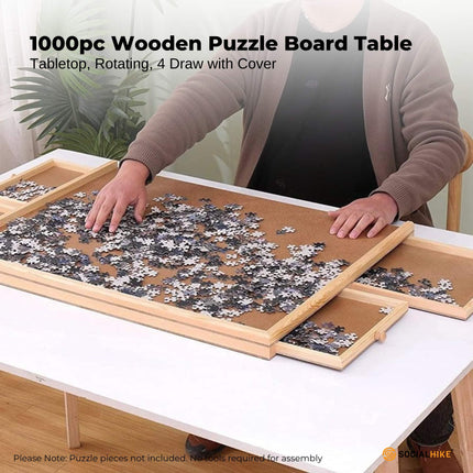Social Hike Puzzle Board 1000 pcs  - Rotating Tabletop with 4 Drawers and Cover.