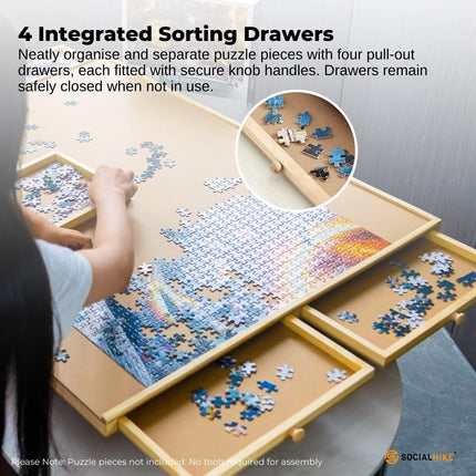 Social Hike Puzzle Board 1000 pcs  - Rotating Tabletop with 4 Drawers and Cover.
