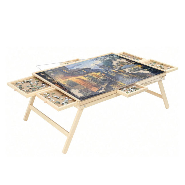 Social Hike Puzzle Board Table 1500 pcs - Folding Legs 6 Drawer with Cover.
