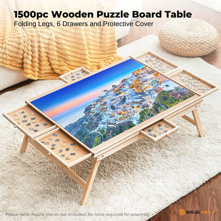 Social Hike Puzzle Board Table 1500 pcs - Folding Legs 6 Drawer with Cover.