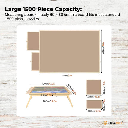 Social Hike Puzzle Board Table 1500 pcs - Folding Legs 6 Drawer with Cover.