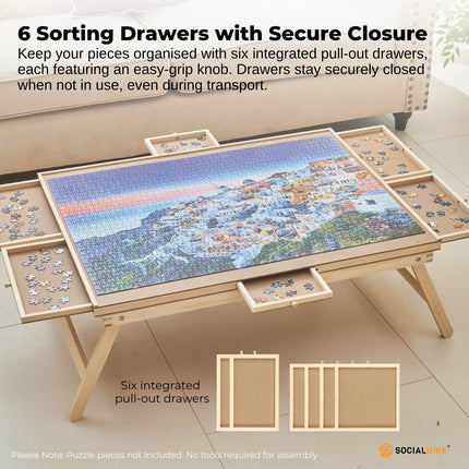Social Hike Puzzle Board Table 1500 pcs - Folding Legs 6 Drawer with Cover.