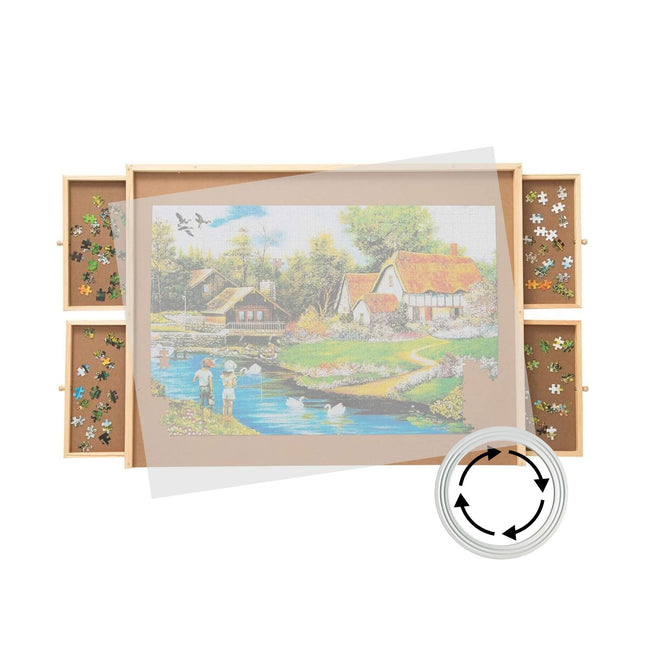 Social Hike Puzzle Board 1500 pcs  - Rotating Tabletop with 4 Drawers and Cover.