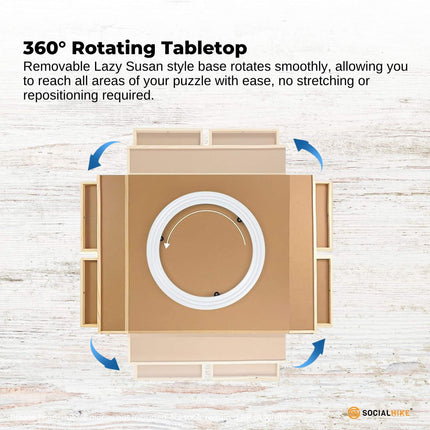 Social Hike Puzzle Board 1500 pcs  - Rotating Tabletop with 4 Drawers and Cover.