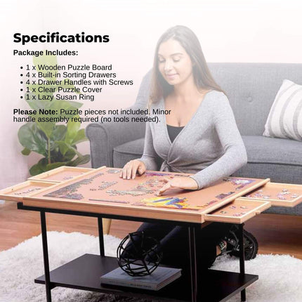 Social Hike Puzzle Board 1500 pcs  - Rotating Tabletop with 4 Drawers and Cover.