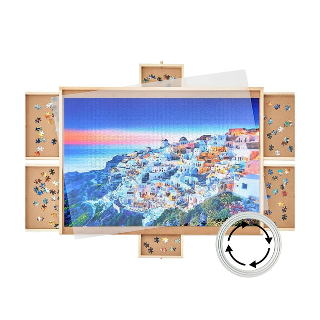 Social Hike Puzzle Board 1500 pcs - Rotating Tabletop with 6 Drawers and Cover.