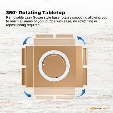 Social Hike Puzzle Board 1500 pcs - Rotating Tabletop with 6 Drawers and Cover.