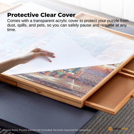 Social Hike Puzzle Board 1500 pcs - Rotating Tabletop with 6 Drawers and Cover.