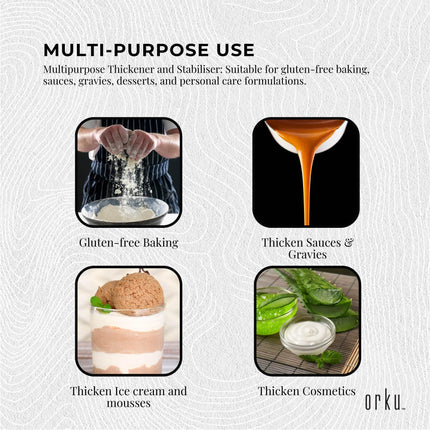 Orku 5Kg Xanthan Gum Thickener Pure Fine Powder 200 Mesh FCC E415 Food Additive.