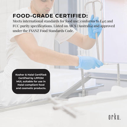 Orku 5Kg Xanthan Gum Thickener Pure Fine Powder 200 Mesh FCC E415 Food Additive.