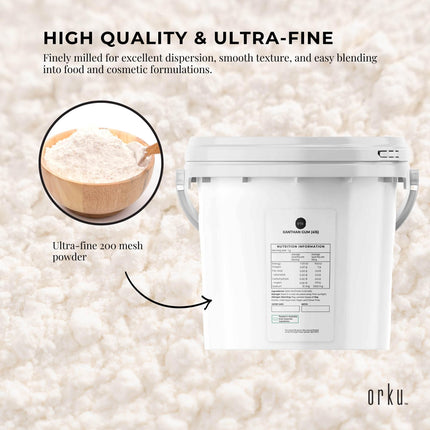 Orku 3Kg Xanthan Gum Thickener Pure Powder 200 Mesh FCC E415 Food Additive TUB.