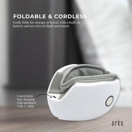 Orku Rechargeable Eye Massager – Vibration Heat Pressure Therapy with Bluetooth.