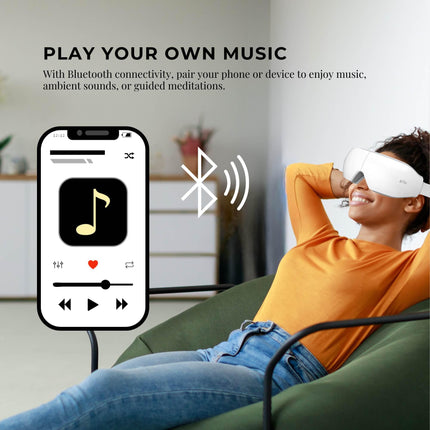 Orku Rechargeable Eye Massager – Vibration Heat Pressure Therapy with Bluetooth.