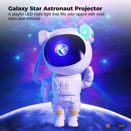 Social Hike Galaxy Star Projector - Colour LED Astronaut Night Light and Remote.
