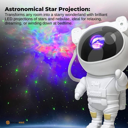 Social Hike Galaxy Star Projector - Colour LED Astronaut Night Light and Remote.