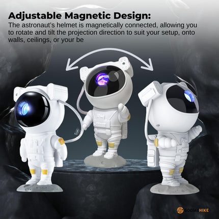 Social Hike Galaxy Star Projector - Colour LED Astronaut Night Light and Remote.