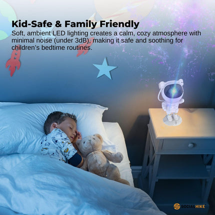 Social Hike Galaxy Star Projector - Colour LED Astronaut Night Light and Remote.
