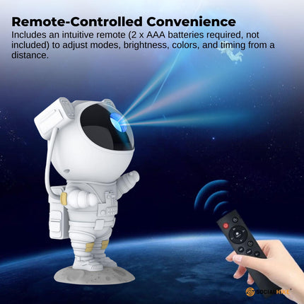 Social Hike Galaxy Star Projector - Colour LED Astronaut Night Light and Remote.