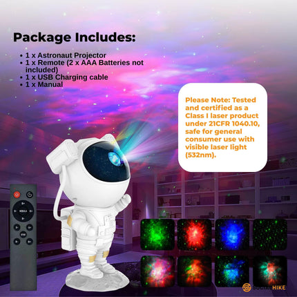 Social Hike Galaxy Star Projector - Colour LED Astronaut Night Light and Remote.
