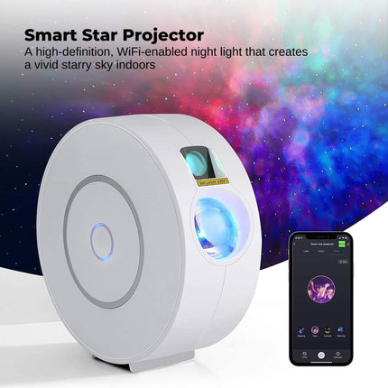 Social Hike Smart Galaxy Star Projector – WiFi LED Light App Voice Control White.