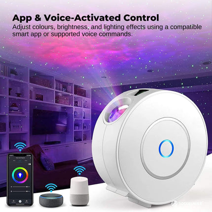 Social Hike Smart Galaxy Star Projector – WiFi LED Light App Voice Control White.