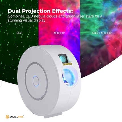Social Hike Smart Galaxy Star Projector – WiFi LED Light App Voice Control White.