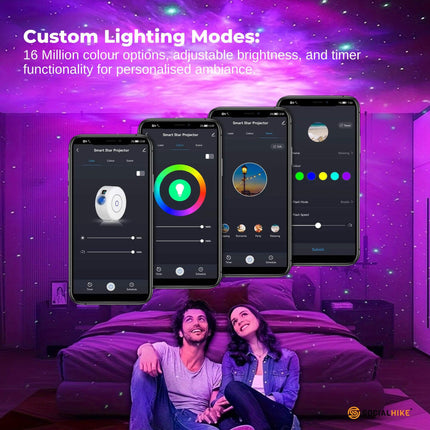 Social Hike Smart Galaxy Star Projector – WiFi LED Light App Voice Control White.