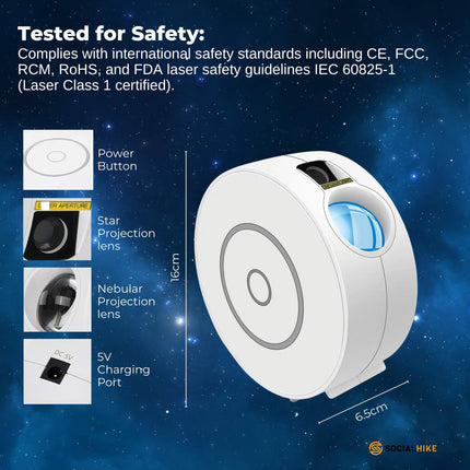 Social Hike Smart Galaxy Star Projector – WiFi LED Light App Voice Control White.
