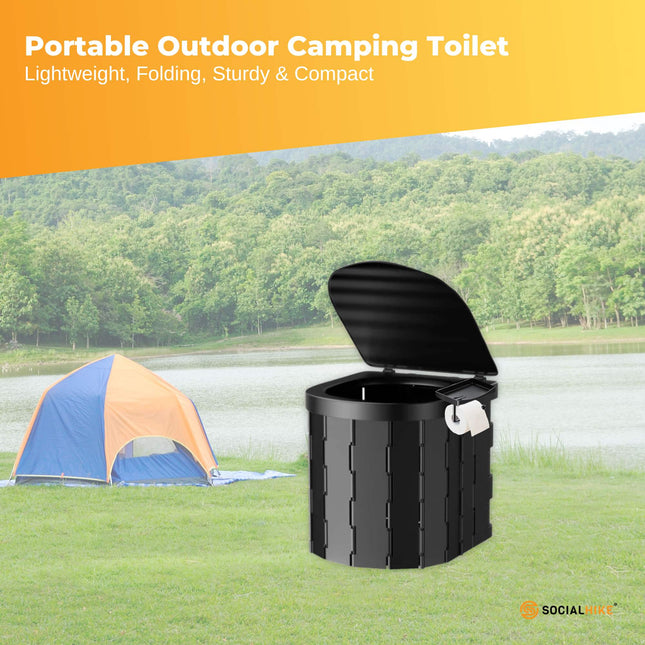 Social Hike Portable Folding Camping Toilet - Outdoor Lightweight Compact Potty.
