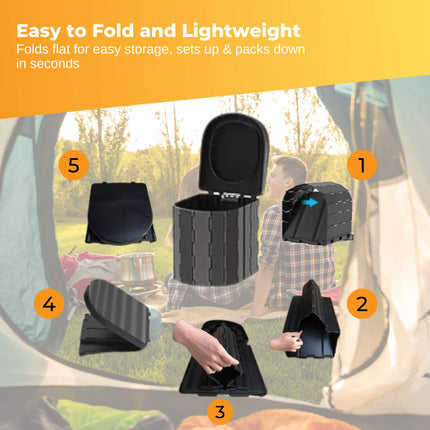 Social Hike Portable Folding Camping Toilet - Outdoor Lightweight Compact Potty.