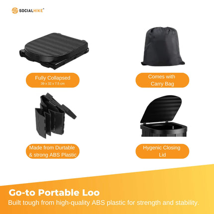 Social Hike Portable Folding Camping Toilet - Outdoor Lightweight Compact Potty.
