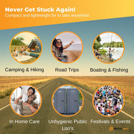 Social Hike Portable Folding Camping Toilet - Outdoor Lightweight Compact Potty.
