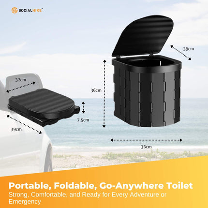 Social Hike Portable Folding Camping Toilet - Outdoor Lightweight Compact Potty.