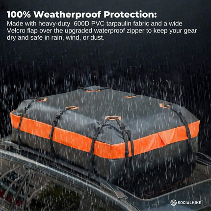 Social Hike 428L Car Rooftop Storage Carrier - Soft-Shell Waterproof Roof Bag.