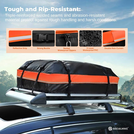 Social Hike 428L Car Rooftop Storage Carrier - Soft-Shell Waterproof Roof Bag.