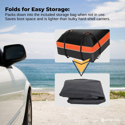 Social Hike 428L Car Rooftop Storage Carrier - Soft-Shell Waterproof Roof Bag.