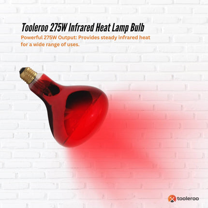 Tooleroo 275W Infrared Heat Lamp Bulb - Red Edison Screw Therapy Light YC-868B.