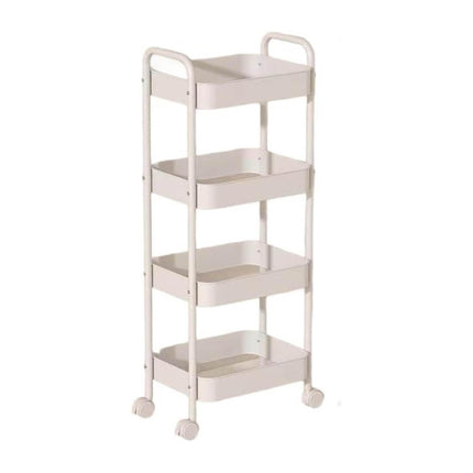 Kitchee 4-Tier Kitchen Storage Cart Trolley with Wheels - Shelf Organiser WHITE.