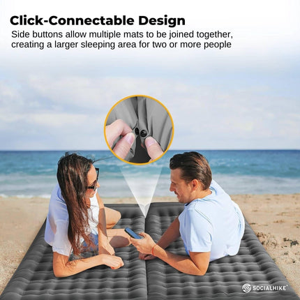 Social Hike Step-Inflating Camping Mattress Lightweight Waterproof Sleeping Grey.