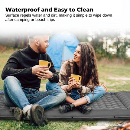 Social Hike Step-Inflating Camping Mattress Lightweight Waterproof Sleeping Grey.