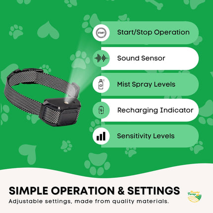 Rooster Farms Dog Bark Training Collar Citronella + Sound Rechargeable Automatic.
