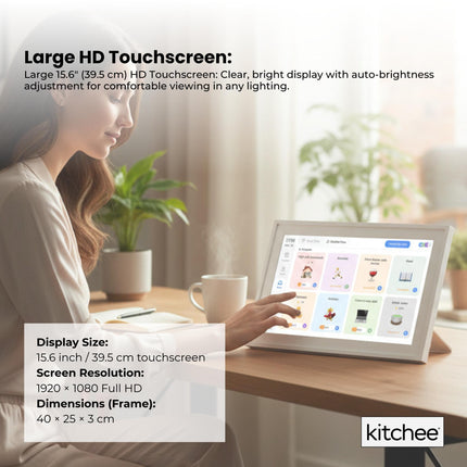 Kitchee Digital Calendar Smart Family Planner - 39.5cm Touchscreen Display White.