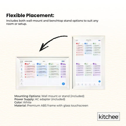 Kitchee Digital Calendar Smart Family Planner - 39.5cm Touchscreen Display White.