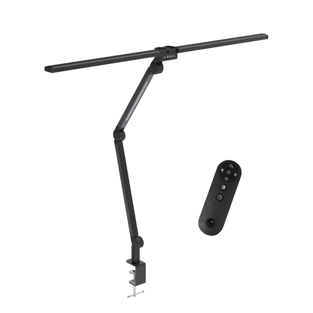 Kitchee Tri-Fold LED Desk Lamp with Clamp - Swinging Arm Eye-Care Dimmable Light.