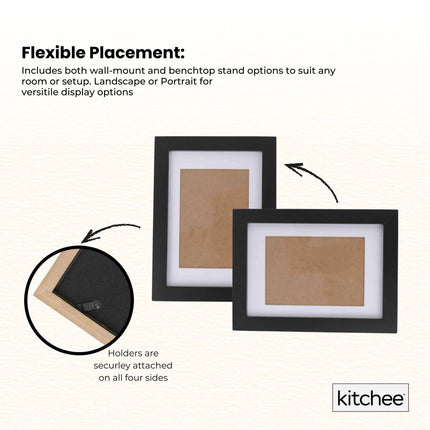 Kitchee 12 Pieces Photo Frame Set - Modern Gallery Wall Mixed Sizes Matt Black.