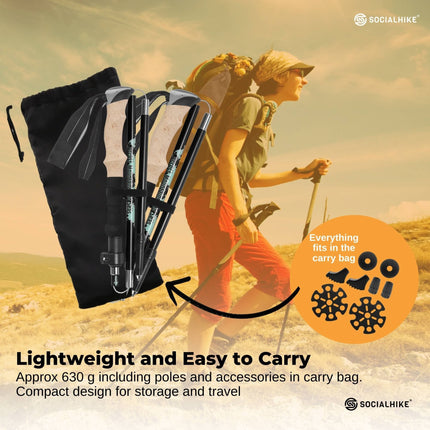 Social Hike Trekking Poles Set of 2 Adjustable Lightweight Hiking Walking Sticks.