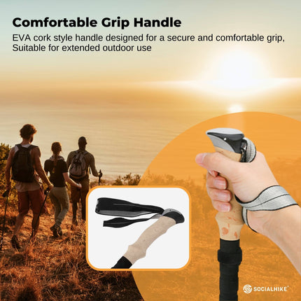 Social Hike Trekking Poles Set of 2 Adjustable Lightweight Hiking Walking Sticks.