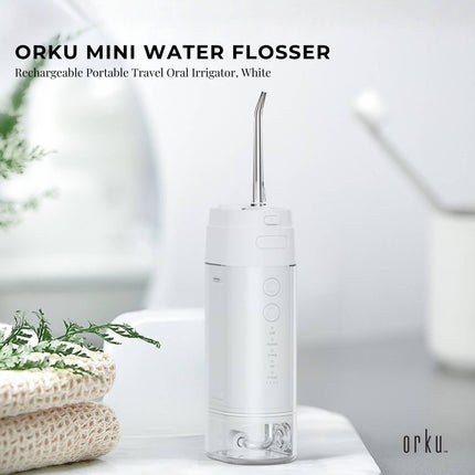 Orku Mini Water Flosser Rechargeable Portable Extendable Travel Oral Irrigator White.