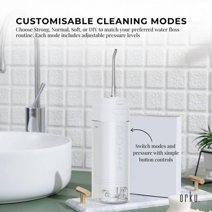 Orku Mini Water Flosser Rechargeable Portable Extendable Travel Oral Irrigator White.